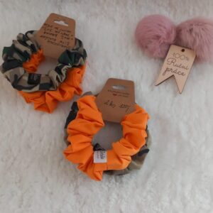 Scrunchie šitá gumička-maskáčová, oranžová 2ks